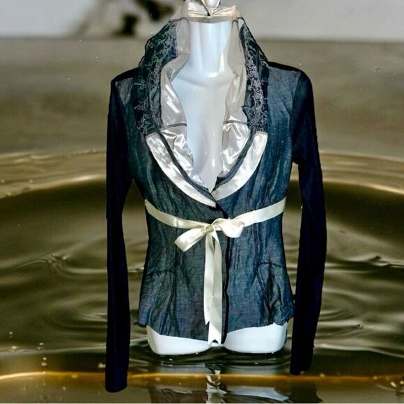 Kosmika Made in Italy Goth Steampunk Ruffle Collar Mesh Blazer Jacket S - Picture 14 of 16